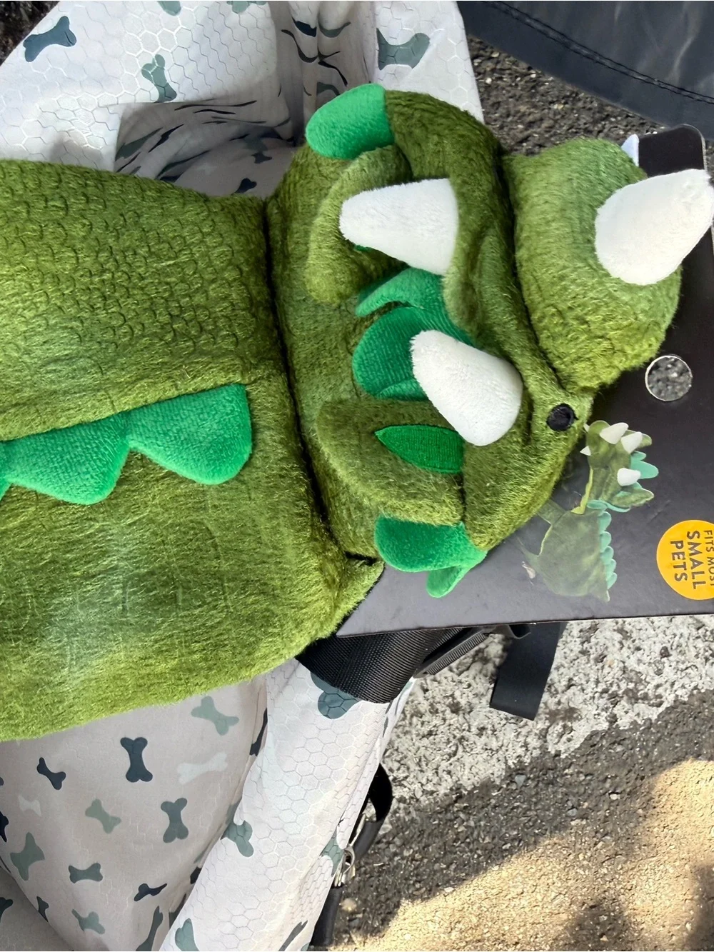 Plush Green Triceratops Costume Hood for Kids - Green
